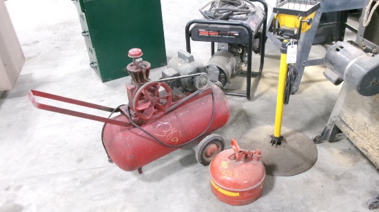 GAS CAN, SHOP LIGHT, FARM AIR SINGLE CYLINDER PORTABLE AIR COMPRESSOR