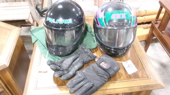 POLARIS & CKX SHIELDED SNOWMOBILE HELEMETS & XL POLARIS GLOVES