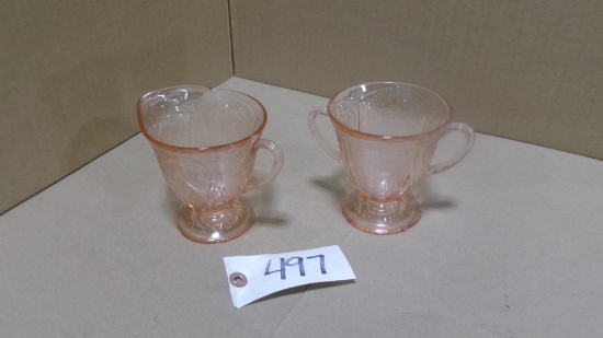 ROYAL LACE PINK DEPRESSION SUGAR & CREAMER
