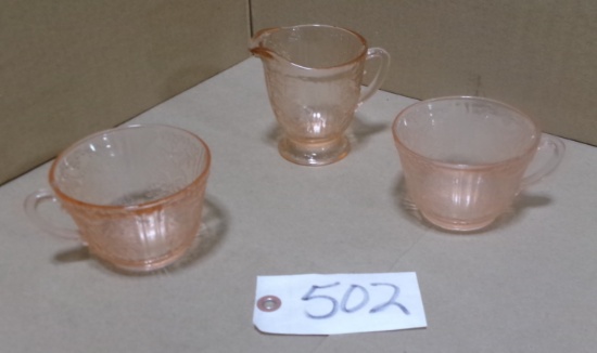 2-CUPS & CREAMER PINK DEPRESSION