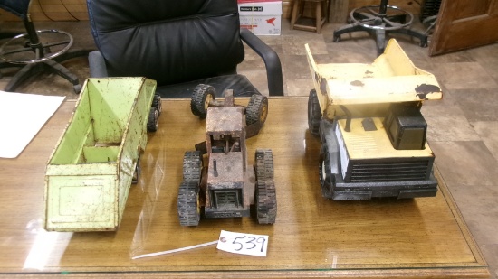 TONKA TOYS - CROSS GATE  BELLY DUMP TRAILER ( rare ), ROAD GRADER, & DUMP TRUCK
