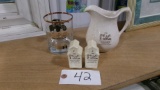 1990/ 1993 CROOKSTON FARMER COOP ELEV. PITCHER,  SALT & PAPPER SHAKERS +