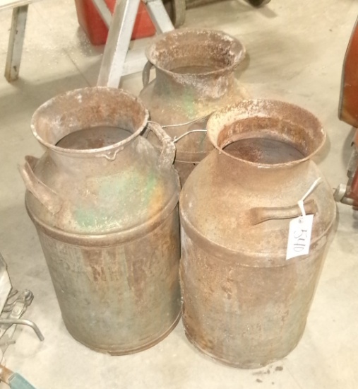 3 CREAM CAN COJOINED FLOWER PLANTERS