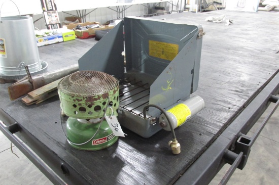 COLEMAN PROPANE HEATER , 3500 WATT, BERNZO-O-MATIC CAMP STOVE