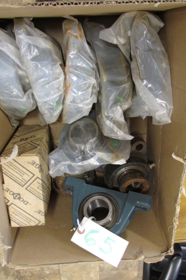 ASST. OF BEARINGS: 6- 1 15/16" PILLOW BLOCKS,  SEVERAL MISC. PILLOWS, 2 1/4" DOUBLE PULLEY, MISC.
