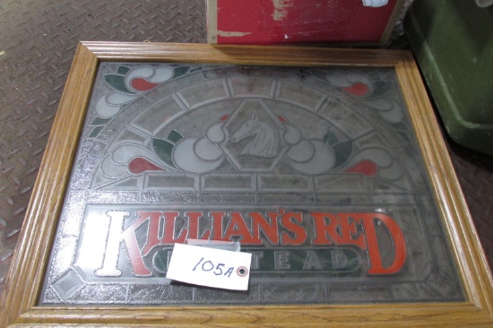KILLIAN RED FRAMED STAIN GLASS ADVERTISING PIECE