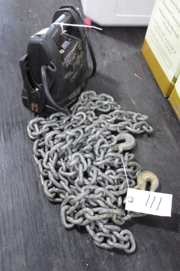 14' X 5/16" LOG CHAIN & SCHUMACHER PORTABLE JUMP STARTER
