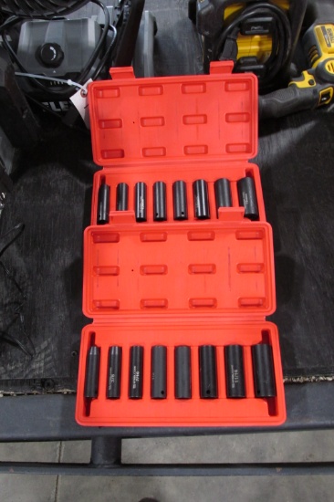 3/8" DRIVE DEEP WELL IMPACT SOCKETS, SAE 5/16-3/4"&  metric 10-19 mm