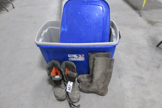 ROCKY SIZE 11 HIKING BOOTS &   A PAIR OF RUBBER BOOTS