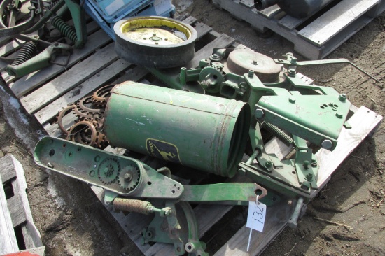 MISC. PARTS FROM 2 JOHN DEERE 71 FLEX PLANTER UNITS, STEEL SEED HOPPER INCLUDED