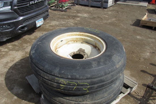 2-11.25 X 24" IMPLEMENT TIRES ON 8 BOLT RIMS