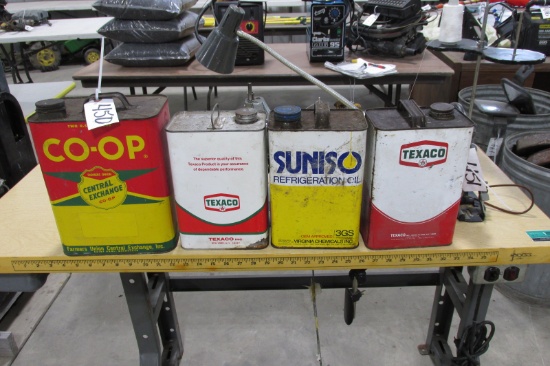 4-OIL CANS: 2-1 GALLON TEXACO, SUNOCO, & 2 GALLON CENTRAL EXCHANGE