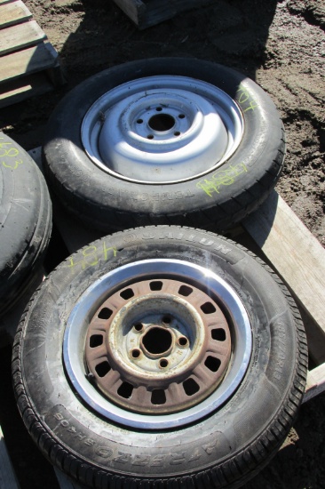5-BOLT 155 X 16" & NEW 185 / 75R / 13" on USED 5 BOLT RIM