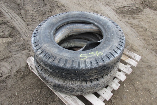 2-8.25 X 20" STEERING TIRES w /  tubes, like new