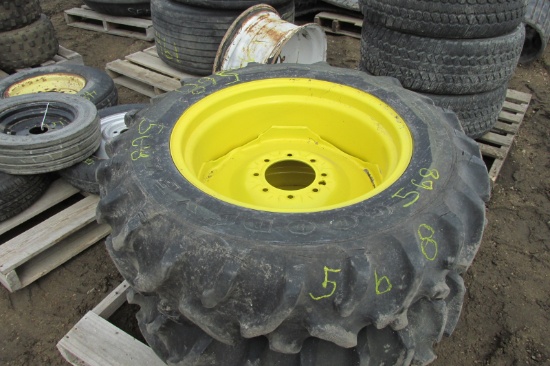 2-11.4 x 24" TIRES ON 8 BOLT J.D. RIMS