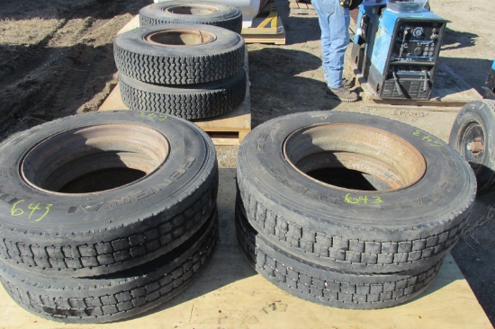 4-10.00 X 22.5 on DAYTON RIMS