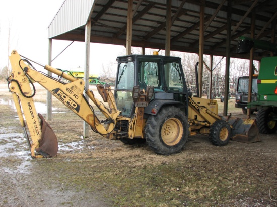 1991 NEW HOLLAND 655 EXTENDABLE BOOM DIESEL BACK HOE w / H.D. LOADER, 3 spd.  auto., cab+