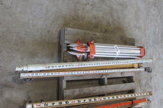 TRIPOD & 2- SURVEY MEASURING STICKS