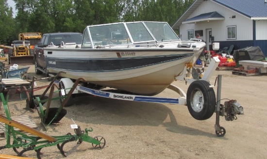 1990 CRESTLINER OPEN BOW INBOARD, 3.4L Merc., cover, Lowrence dept finder, trolling motor,