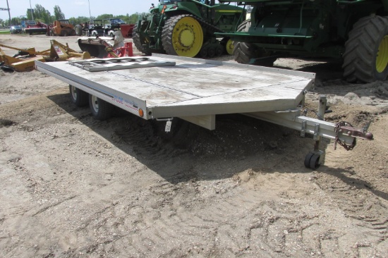 FLOE 14' ALUMINUM TANDEM AXLE SNOWMOBILE TRL., hold downs, no paper work