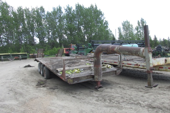 8' x 24' TRI AXLR GOOSENECK FLATBED, 3' beavertail, flip up ramps, steel bed, 7..00 x 15LT 6 bolts,