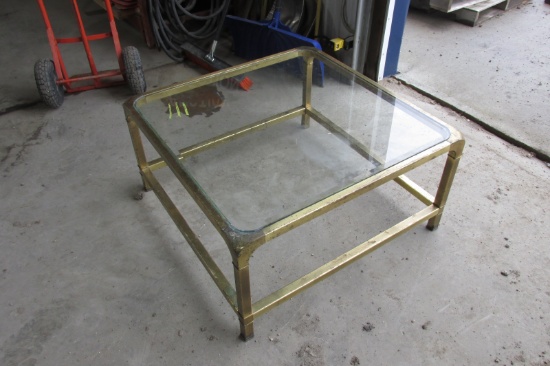 36" X 36" GLASS TOPPED TABLE
