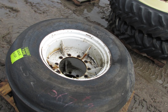 2-11.00 X 24" SINGLE RIB 10 BOLT TIRES & RIMS