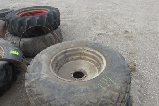 2-18.4 X 26" DIAMOND TREAD TIRES ON 8 BOLT RIMS