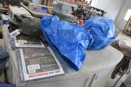 2-NEW 10' X 12' & 2 USED POLY TARPS