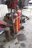 3-ACETYLENE TANKS & CART,  one is partially full