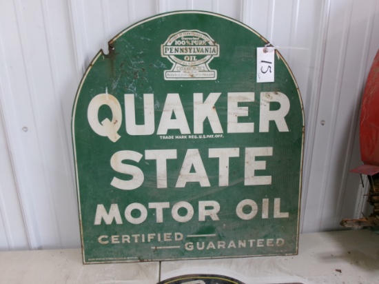 26 1/2" X  29" H. QUAKER ST. OIL SIGN