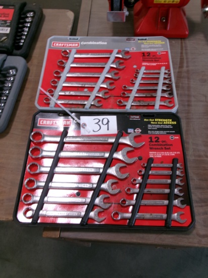 12  PC. 1/4"- 7/8" CRAFTSMAN SAE COMBINATION WRENCH SET & 12 PC. 7 mm-18mm  METRIC COMBINATION WRENC