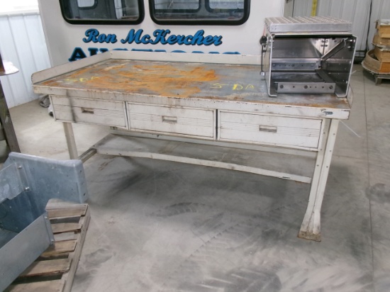 3 DRAWER METAL WORK BENCH 72" X 36" X 24"