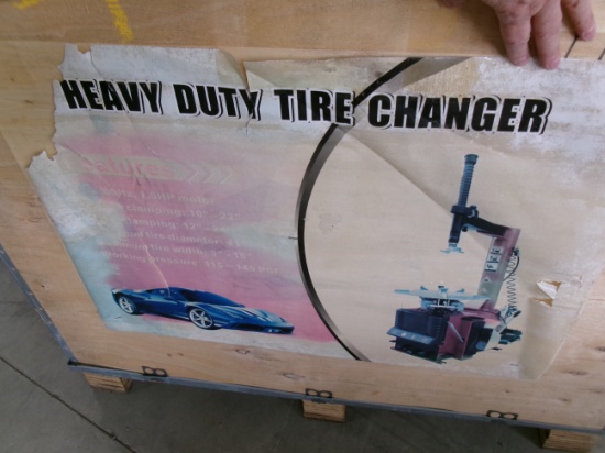NEW HEAVY DUTY TIRE CHANGER, 1.5 H.P., OUTSIDE CLAMPING 10"-22"-41" MAX TIRE DIAMETER, 15" MAX WIDTH
