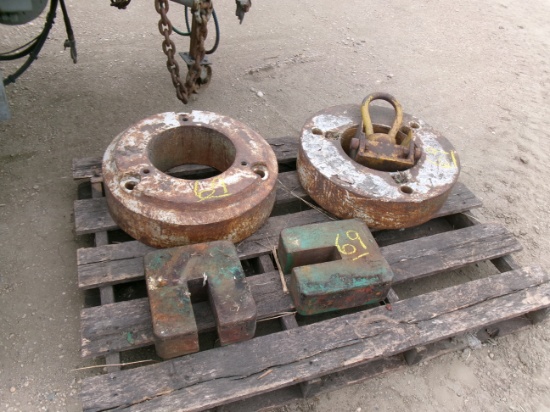 2 -LARGE WHEEL WTS, 2 LOCKWOOD WTS,  &  CRANE HOOK LOOP