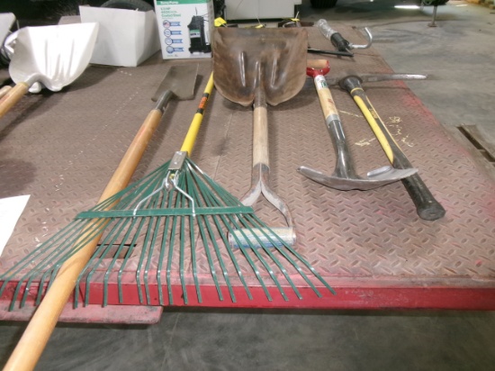 LONG HANDLE SPADE, RAKE, STEEL SCOOP, RD. NOSE SHOVEL, & PICK | Online ...