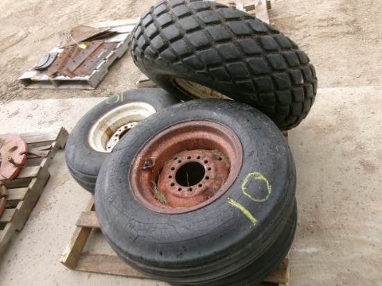 12.4 X 16" 6 BOLT DIAMOND TREAD, 2-11L X 15" 6 BOLT IMPLEMENT, & 9.5L 6 BOLT IMPLEMENT TIRES,