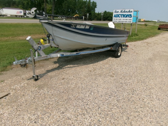 16' SALBAN FISHING BOAT w / OVERHAULED 50 H.P. JOHNSON OUTBOARD