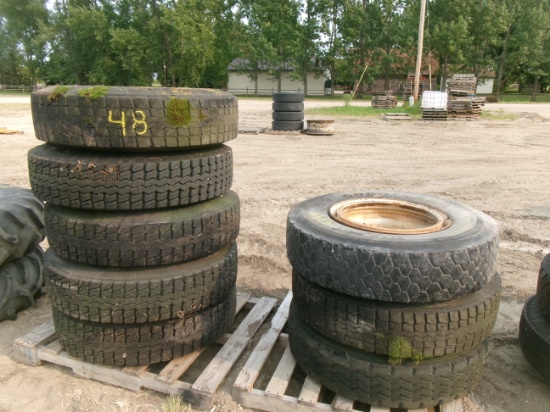 8-11R X 22.5" on OPEN RIMS