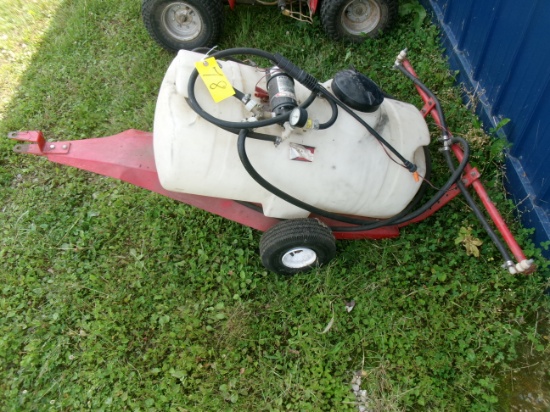 PULL BEHIND 30 GALLON 12 VOLT LAWN SPRAYER, 3 nozzle boom &wand OK