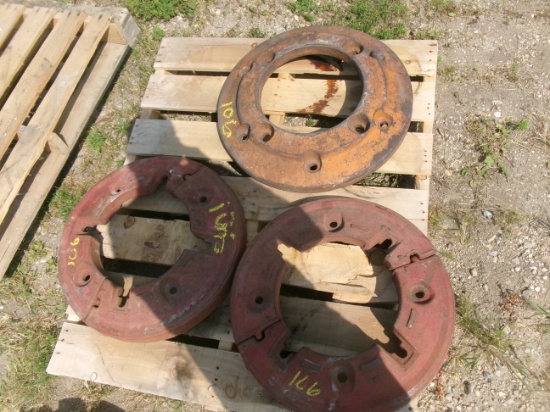 2-MATCHED CASE REAR WHEEL WEIGHTS (4-halves) & 1- CASE REAR WHEEL WEIGHT (3 X YOUR BID)