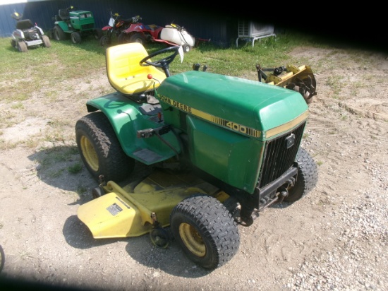 JOHN DEERE 400 HYDRO RIDER w/ 60" DECK & 50" TILLER, 200 hrs on rebult motor,