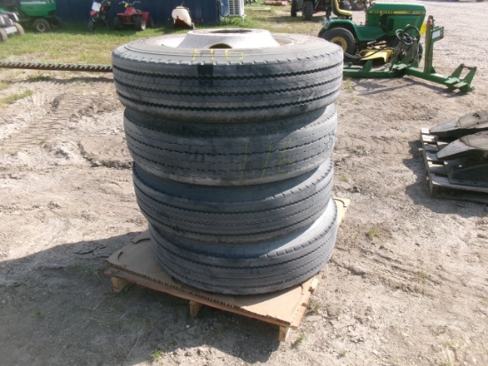 4-11R X 22.5 TIRES on HUB PILOTS