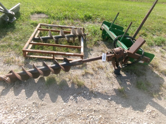 HYD. DRIVEN POST HOLE AUGER MOUNTED ON J.D. HAY FOR ATTACHMENT ( 9" & 12" augers )