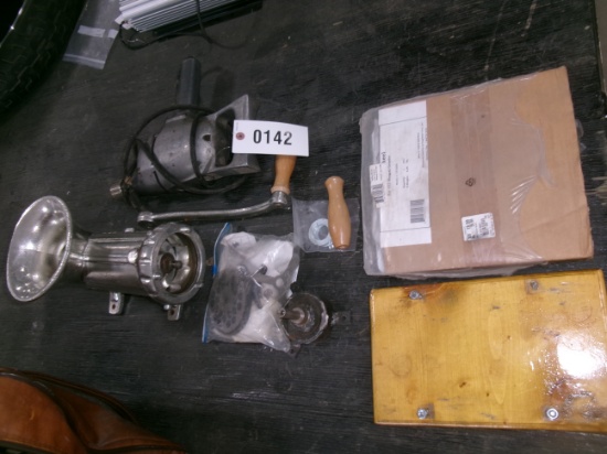 MEAT GRINDER, powered by either hand crank, belt or 1/2" drill ( included )