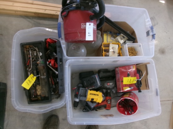 PORTER CABLE CORDLESS RECIPROCATING SAW, DRILL, LIGHT, BATTERIES & CHARGER, cond. unknown