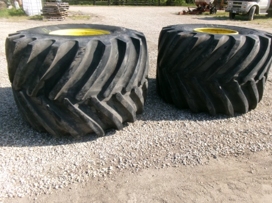 2- GOODYEAR 66 x 43.00 x 25" 8 BOLT TERRA TIRES (1-has slow leak )