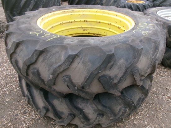 2-GOODYEAR 18.4 R 42" 10 PLY TIRES ON OPEN RIMS