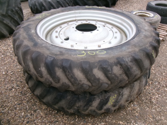 2-FIRESTONE 14.9 X 46" TIRES on IHC 10 BOLT HUBS