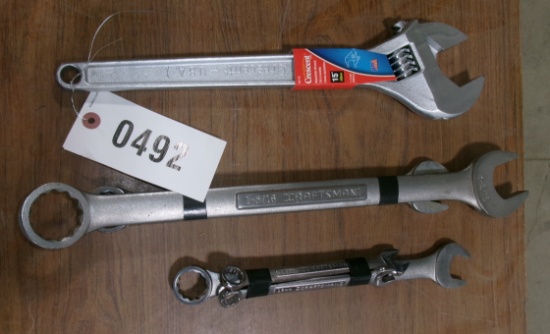 NEW 15" CRESCENT WRENCH & CRAFTSMAN 5/16", 1", & 13, 14, & 22 METRIC COMBINATION WRENCHES